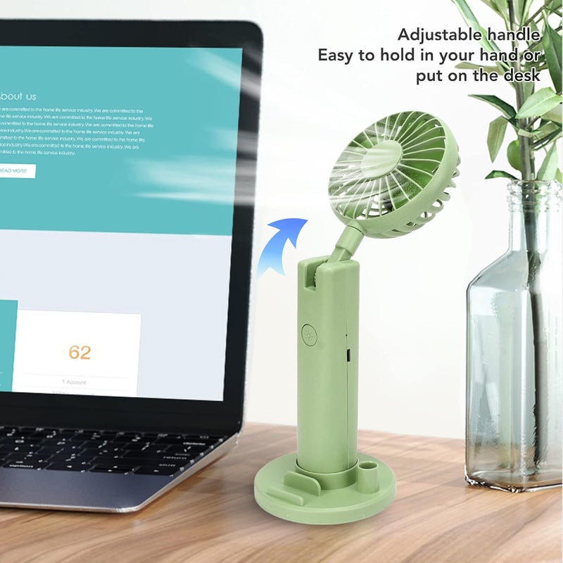 woobles Handheld Mini Fan, Portable Hand Fan, 3 Speed Wind Adjustment Small Pocket Fan, USB Rechargeable Fan with Cosmetic Mirror Phone Holder for Office - Image 4